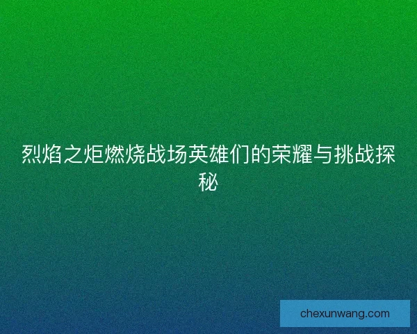 烈焰之炬燃烧战场英雄们的荣耀与挑战探秘 烈焰之炬燃烧战场英雄们的荣耀与挑战探秘