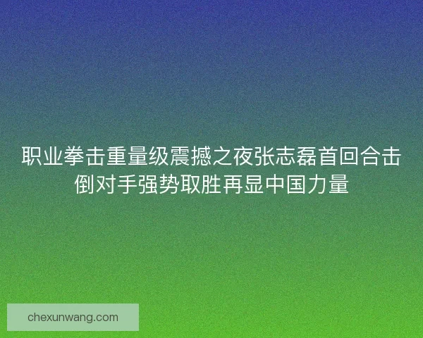 职业拳击重量级震撼之夜张志磊首回合击倒对手强势取胜再显中国力量